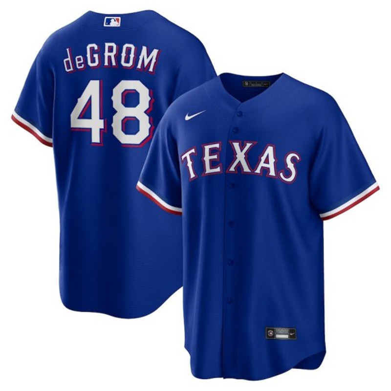 Rangers 48 Jacob deGrom Royal Nike Cool Base Jersey