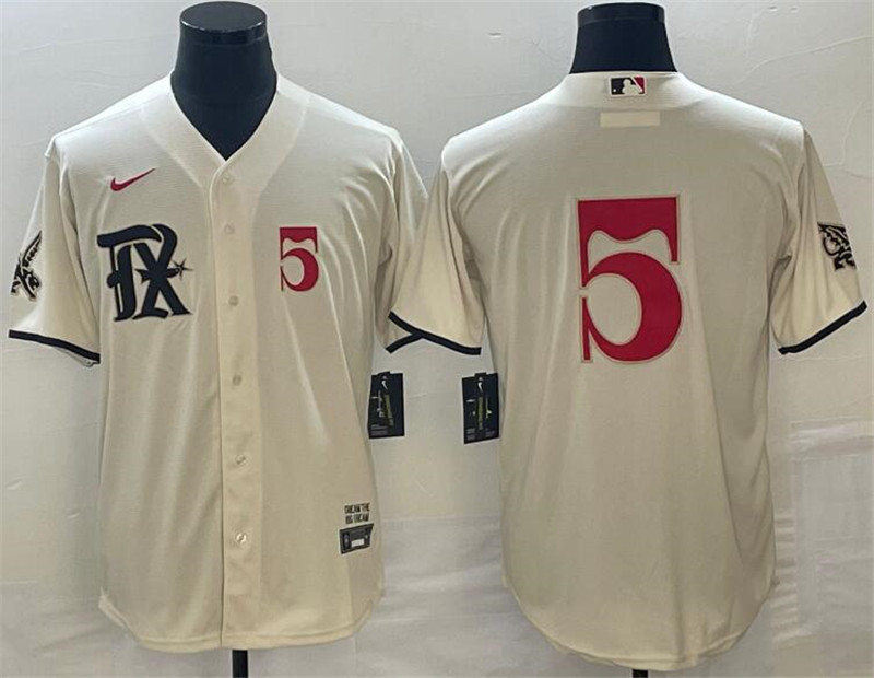 Rangers 5 Corey Seager Cream Nike 2023 City Connect Cool Base Jerseys