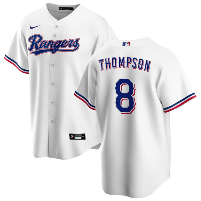 Rangers 8 Bubba Thompson White Nike Cool Base Jersey