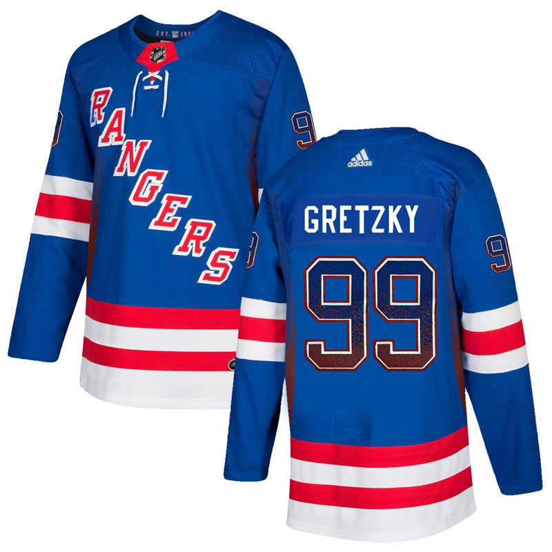 Rangers 99 Wayne Gretzky Blue Drift Fashion  Jersey
