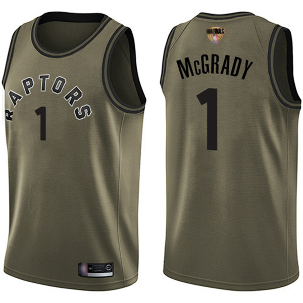 Raptors #1 Tracy Mcgrady Green Salute to Service 2019 Finals Bound Basketball Swingman Jersey