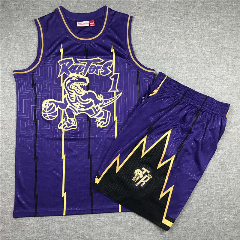 Raptors 1 Tracy McGrady Purple 1998 99 Hardwood Classics Jersey(With Shorts)