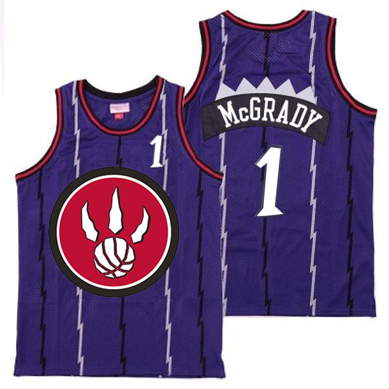 Raptors 1 Tracy McGrady Purple Red Big Logo Retro Jersey