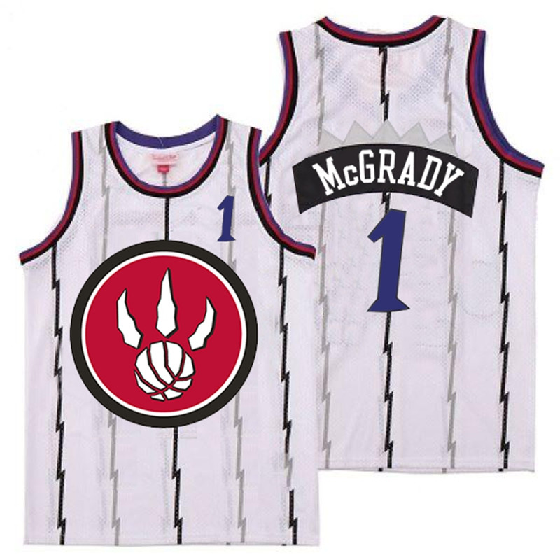 Raptors 1 Tracy McGrady White Red Big Logo Retro Jersey