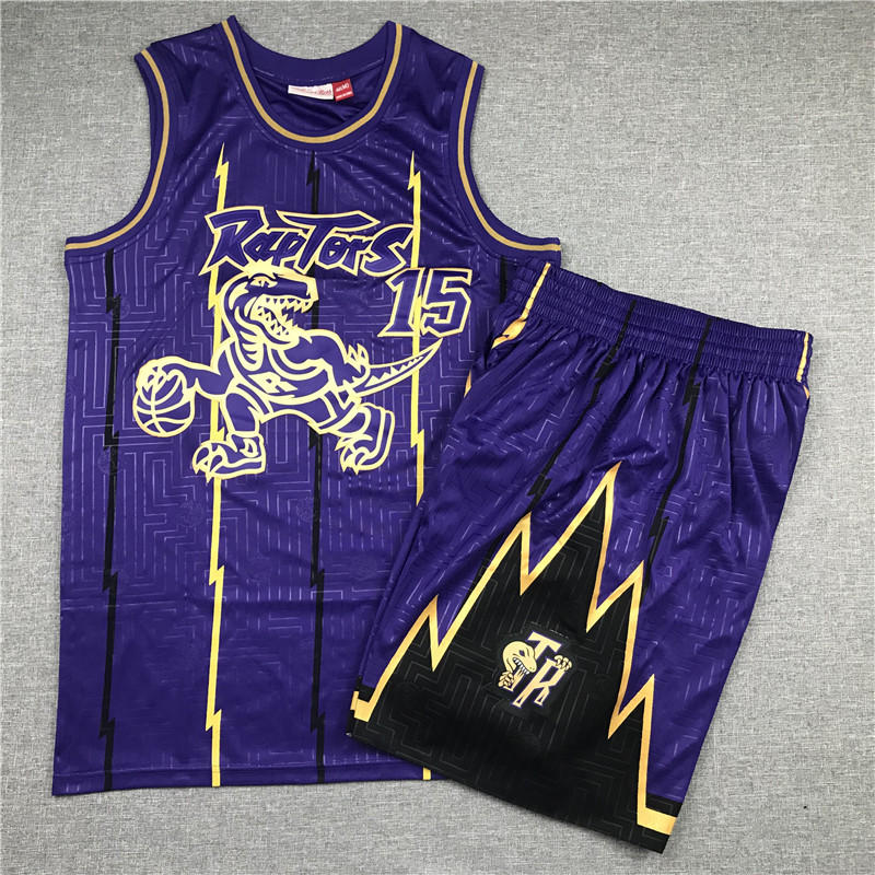 Raptors 15 Vince Carter Purple 1998 99 Hardwood Classics Jersey(With Shorts)