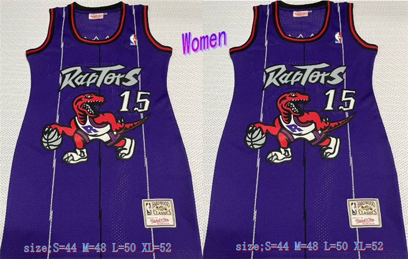 Raptors 15 Vince Carter Purple Women Hardwood Classics Mesh Jersey