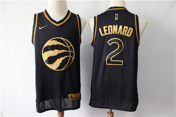 Raptors 2 Kawhi Leonard Black Gold Nike Swingman Jersey