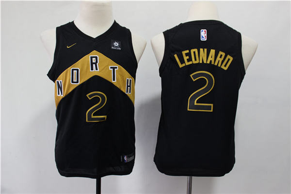 Raptors 2 Kawhi Leonard Black Youth City Edition Nike Swingman Jerseys