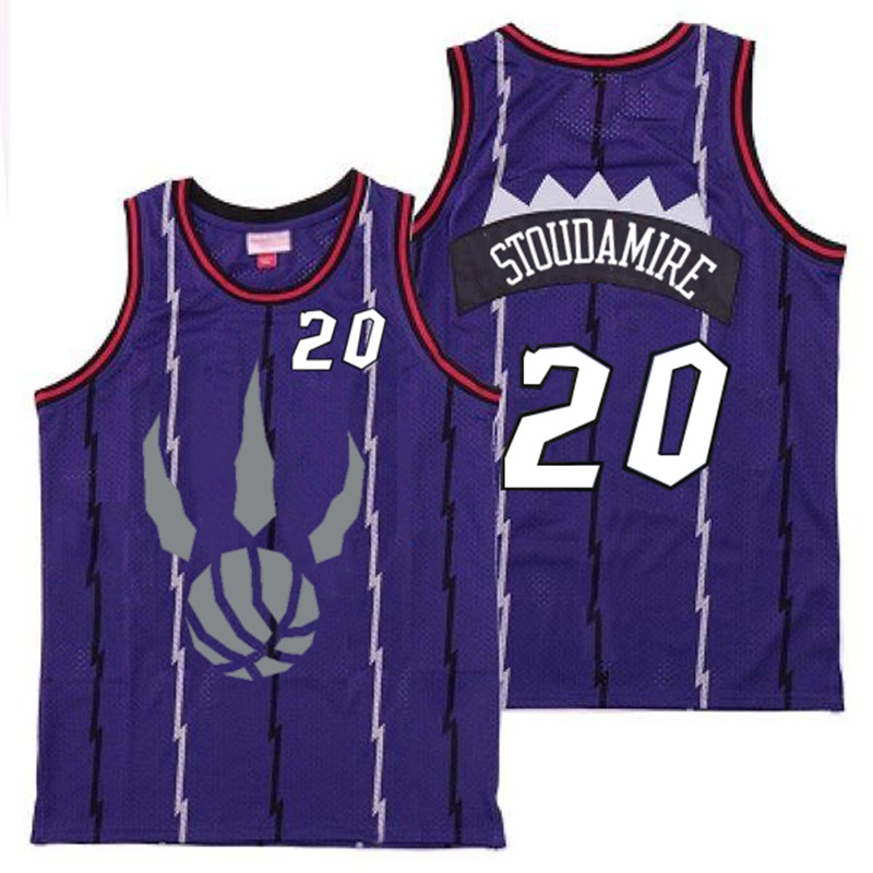 Raptors 20 Damon Stoudamire Purple Gray Logo Retro Jersey