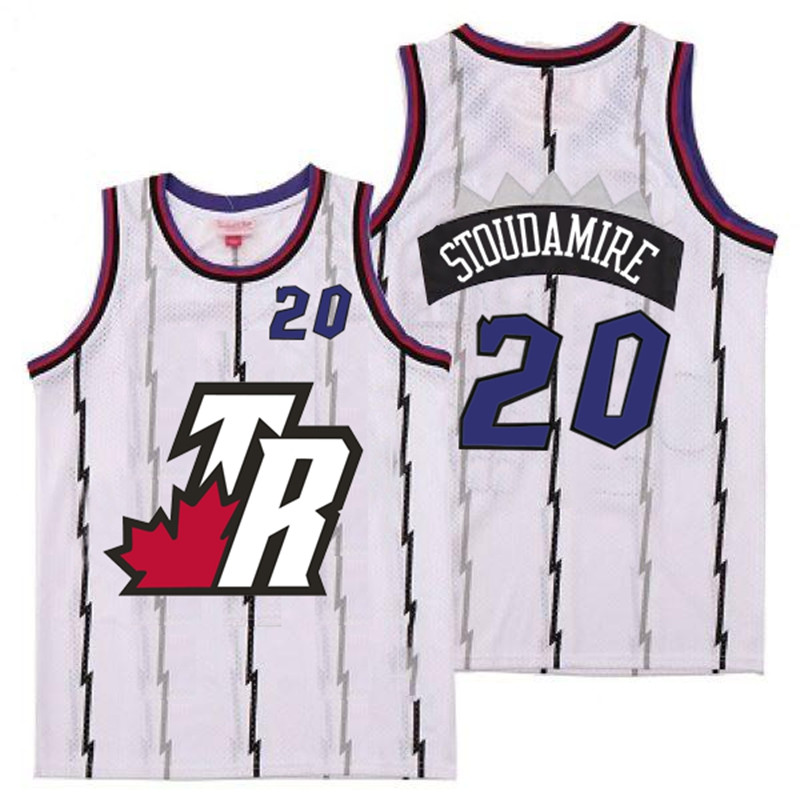Raptors 20 Damon Stoudamire White Big White TR Logo Retro Jersey