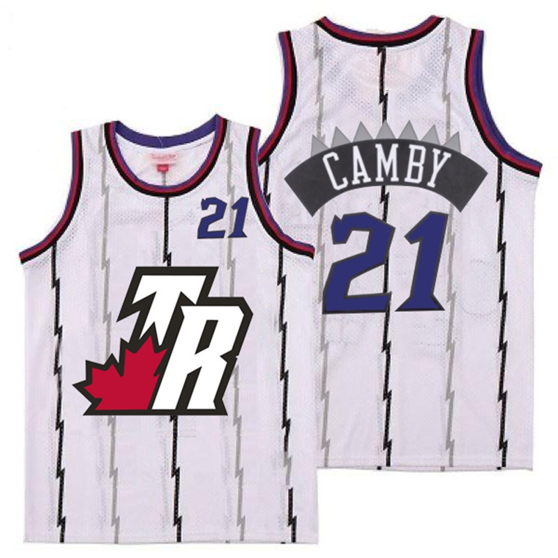 Raptors 21 Marcus Camby White Big White TR Logo Retro Jersey
