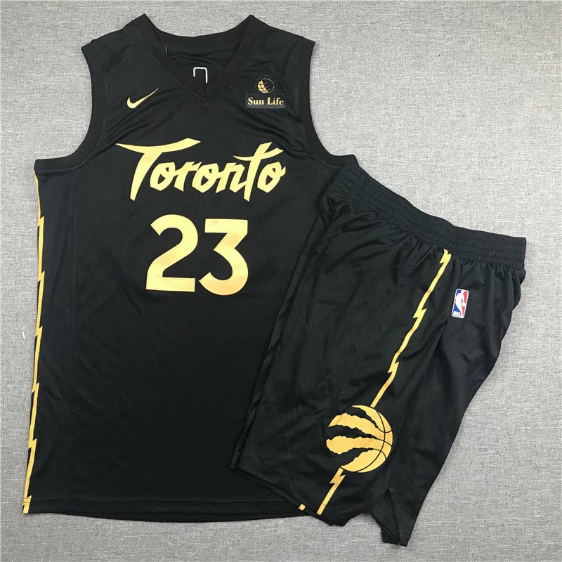 Raptors 23 Fred Vanvleet Black City Edition Nike Swingman Jersey With Shorts