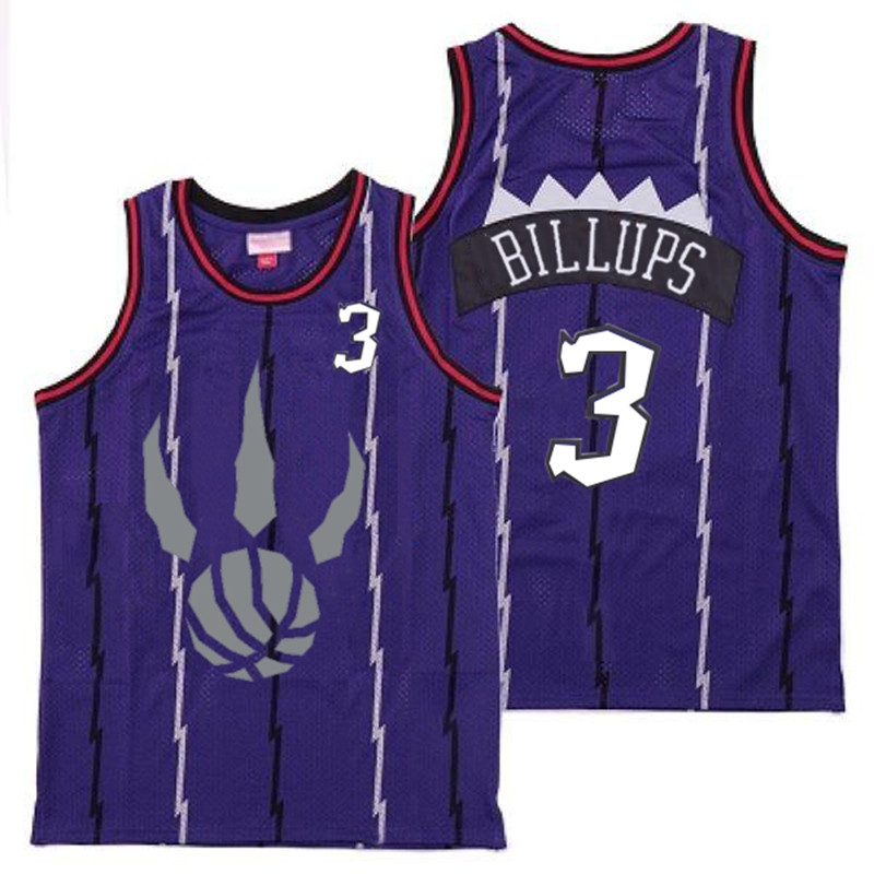 Raptors 3 Chauncey Billups Purple Gray Logo Retro Jersey