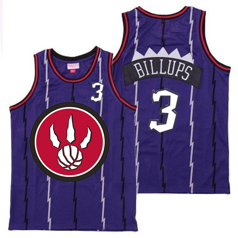 Raptors 3 Chauncey Billups Purple Red Big Logo Retro Jersey