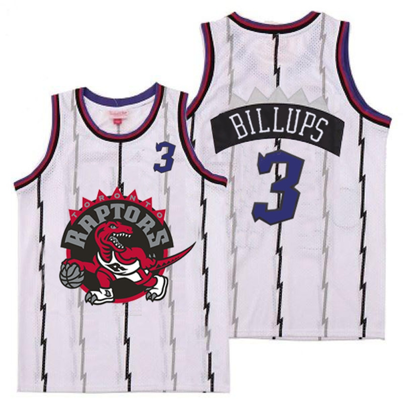 Raptors 3 Chauncey Billups White Big Gray Red Logo Retro Jersey