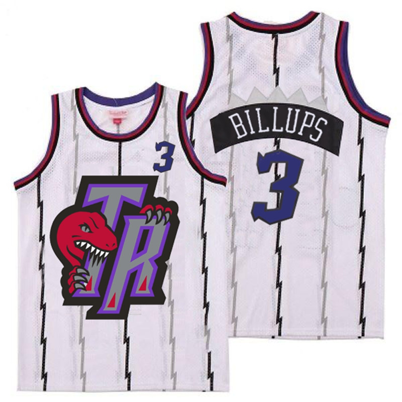 Raptors 3 Chauncey Billups White Big Gray TR Logo Retro Jersey