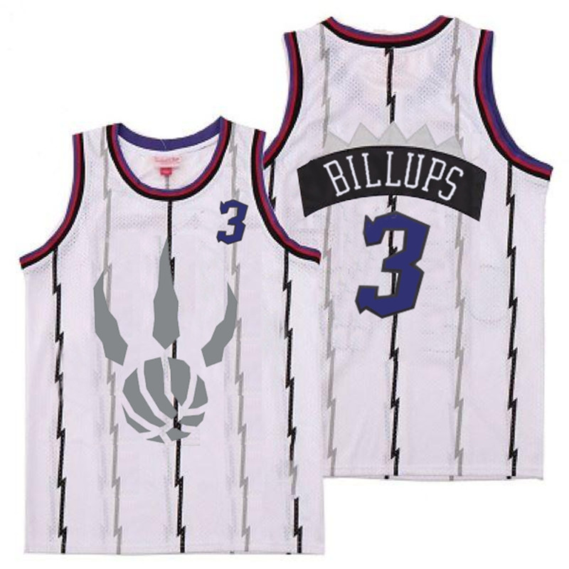 Raptors 3 Chauncey Billups White Gray Logo Retro Jersey