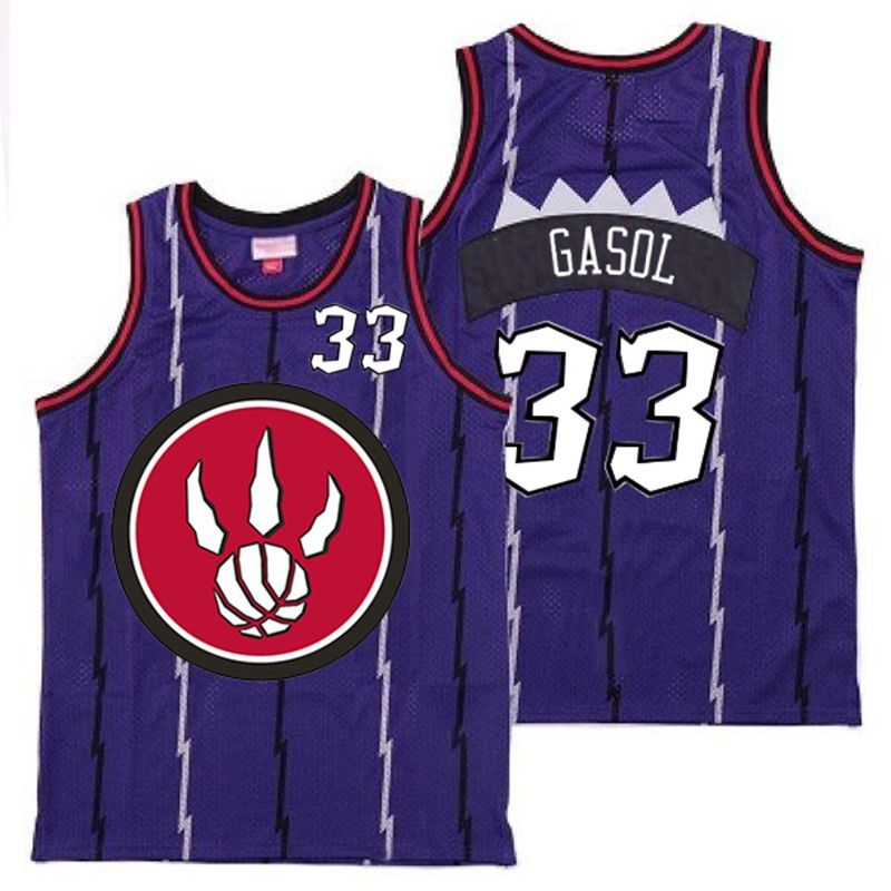 Raptors 33 Marc Gasol Purple Red Big Logo Retro Jersey 