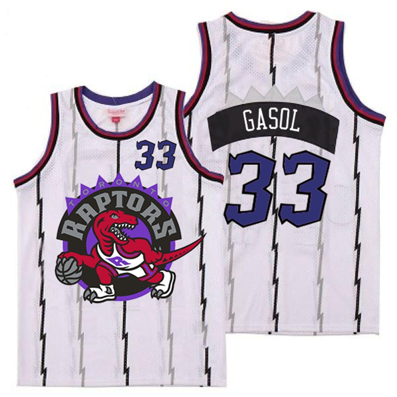 Raptors 33 Marc Gasol White Big Logo Retro Jersey