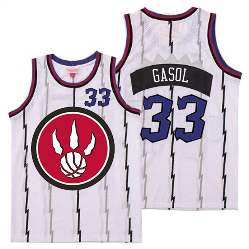 Raptors 33 Marc Gasol White Red Big Logo Retro Jersey 