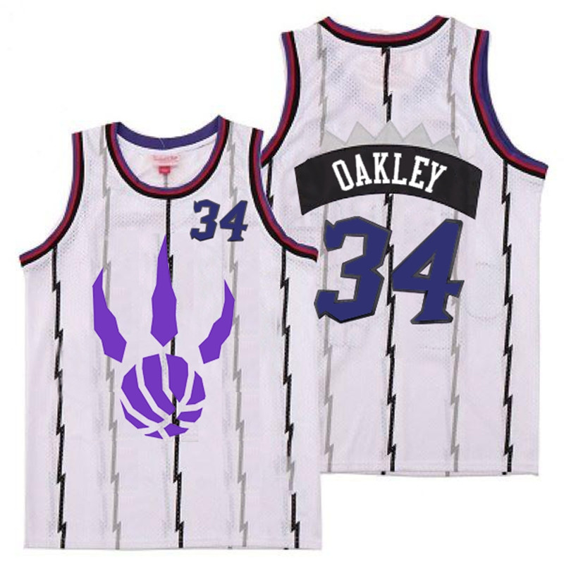 Raptors 34 Charles Oakley White Logo Retro Jersey