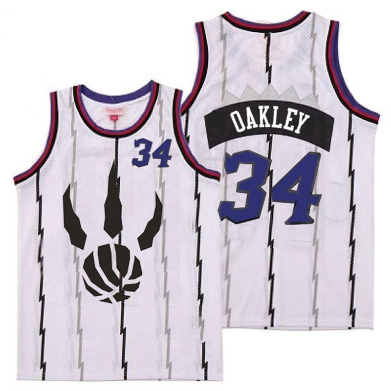 Raptors 34 Charles Oakley White Throwback Jersey