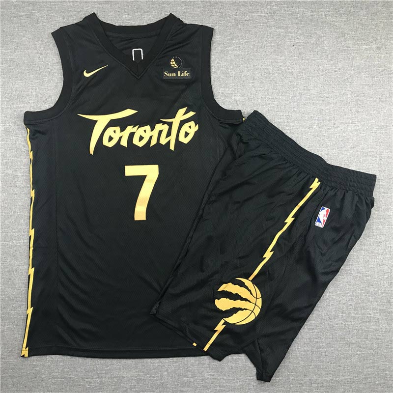 Raptors 7 Kyle Lowry Black City Edition Nike Swingman Jersey With Shorts