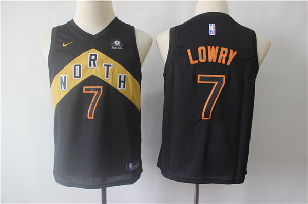 Raptors 7 Kyle Lowry Black Youth City Edition Nike Swingman Jersey