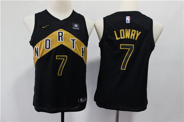 Raptors 7 Kyle Lowry Black Youth City Edition Nike Swingman Jerseys