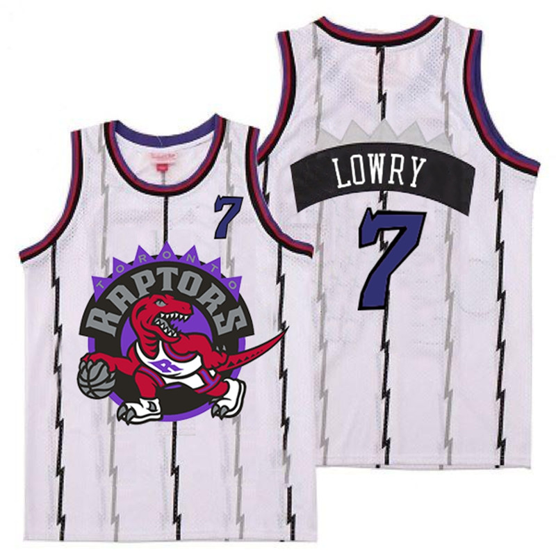 Raptors 7 Kyle Lowry White Big Logo Retro Jersey