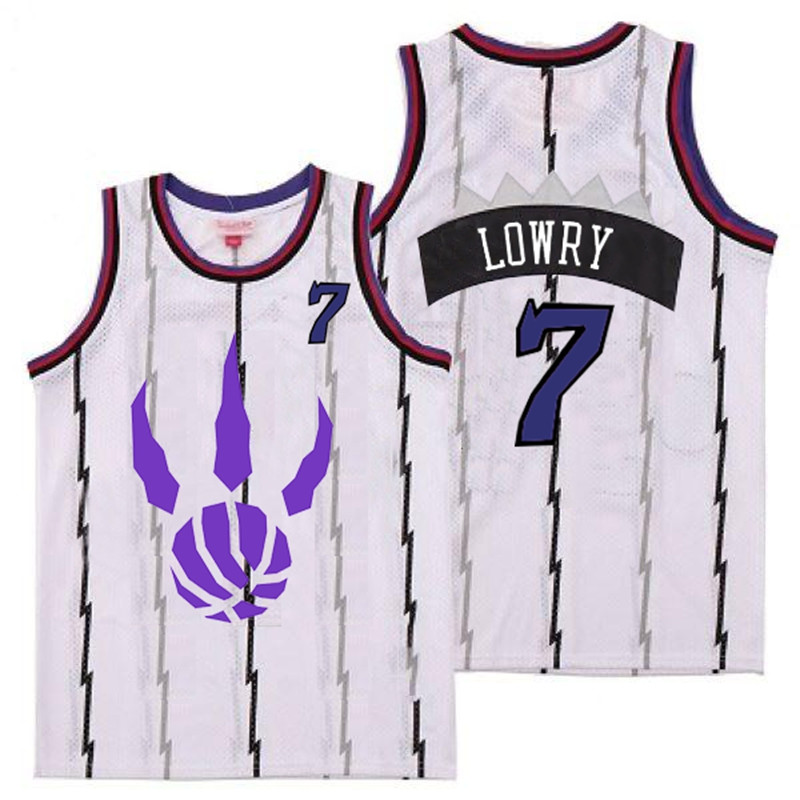 Raptors 7 Kyle Lowry White Logo Retro Jersey