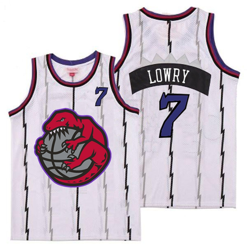 Raptors 7 Kyle Lowry White Retro Jerseys