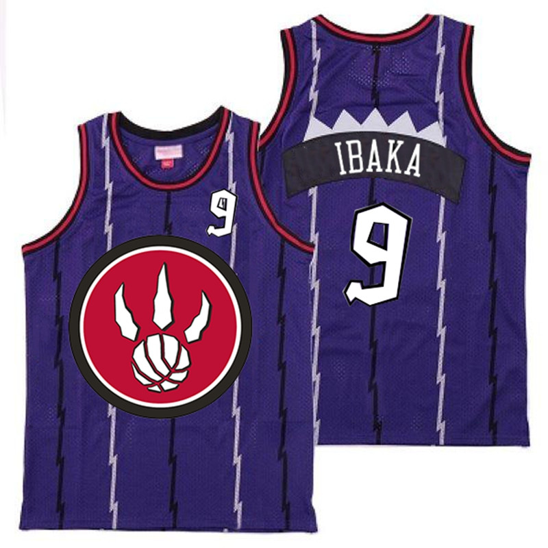 Raptors 9 Serge Ibaka Purple Red Big Logo Retro Jersey