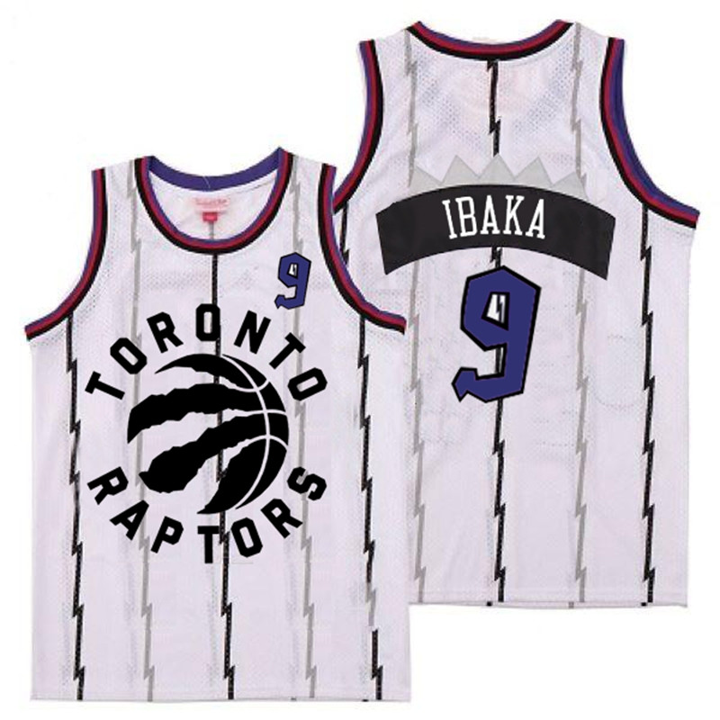 Raptors 9 Serge Ibaka White Retro Jersey