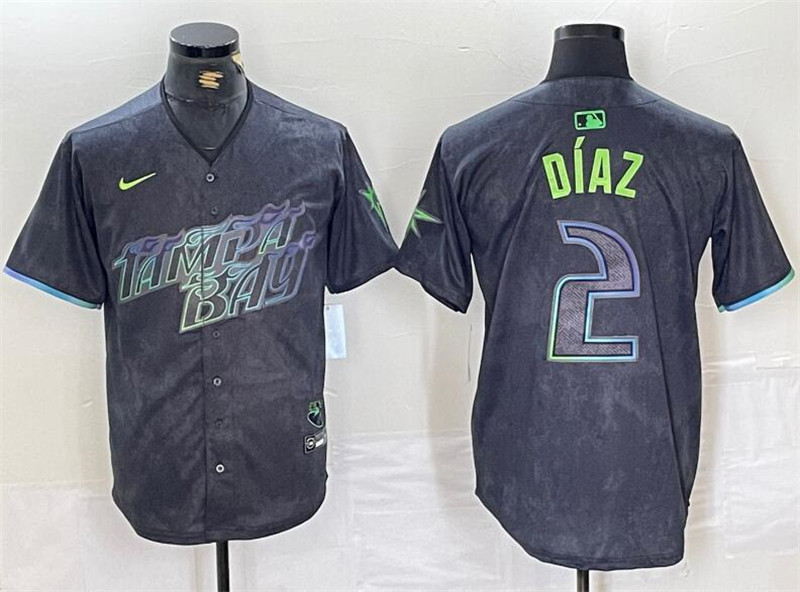 Rays 2 Yandy Diaz Charcoal Nike 2024 City Connect Cool Base Jersey