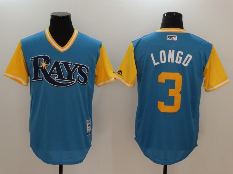 Rays 3 Evan Longoria Longo Majestic Light Blue 2017 Players Weekend Jersey