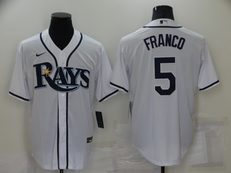 Rays 5 Wander Franco White Nike Cool Base Jersey