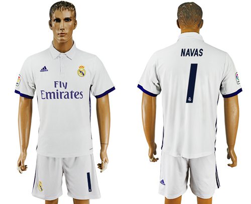 Real Madrid 1 Navas White Home Soccer Club Jersey