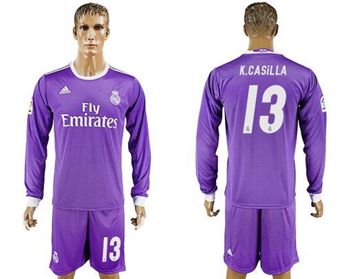 Real Madrid 13 K Casilla Away Long Sleeves Soccer Club Jersey