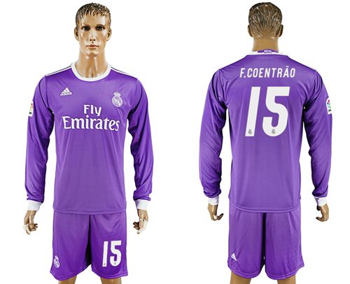 Real Madrid 15 F Coentrao Away Long Sleeves Soccer Club Jersey