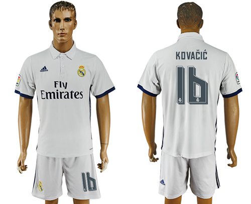 Real Madrid 16 Kovacic White Home Soccer Club Jersey