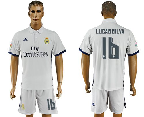 Real Madrid 16 Lucas Silva White Home Soccer Club Jersey