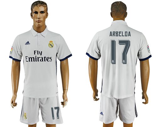 Real Madrid 17 Arbeloa White Home Soccer Club Jersey