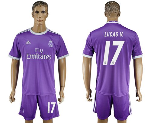 Real Madrid 17 Lucas V Away Soccer Club Jersey