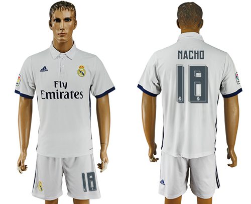 Real Madrid 18 Nacho White Home Soccer Club Jersey