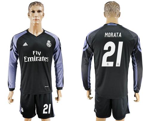 Real Madrid 21 Morata Sec Away Long Sleeves Soccer Club Jersey