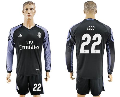 Real Madrid 22 Isco Sec Away Long Sleeves Soccer Club Jersey