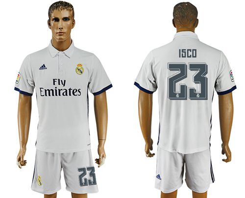 Real Madrid 23 Isco White Home Soccer Club Jersey