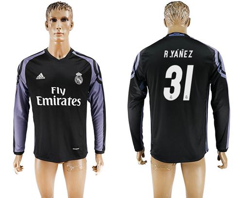 Real Madrid 31 R Yanez Sec Away Long Sleeves Soccer Club Jersey