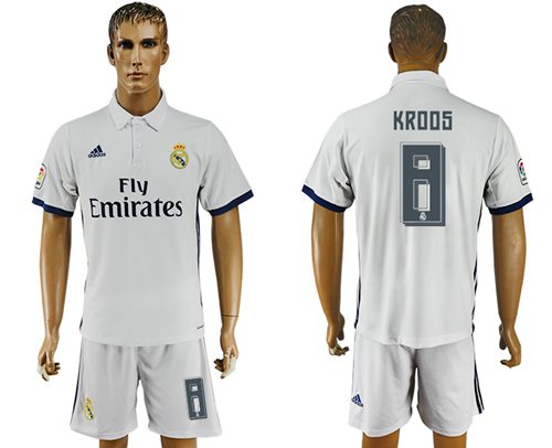 Real Madrid 8 Kroos White Home Soccer Club Jersey